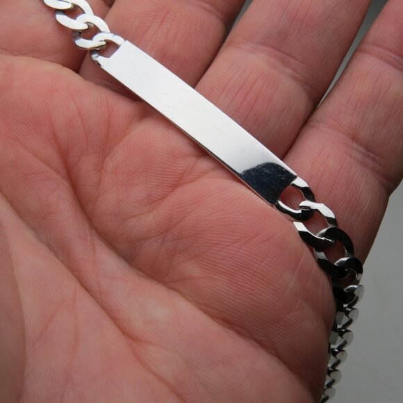 *925 Sterling Silver Men's Cuban ID Bracelet - Picture 2 of 7
